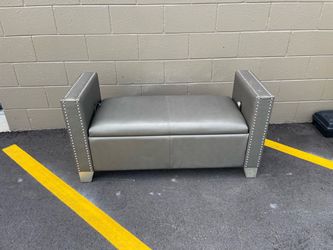 Faux Leather Storage Bench with Nailhead Trim