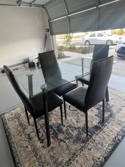 Glass Table Dining with Chairs