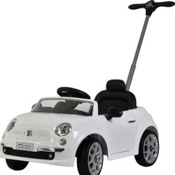 Ride On Cars Fiat 500 Push Car, with Stroller, Adjustable Footrest and Handle, Horn, Music
