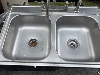 Stainless Steel Double Basin Kitchen Sink with Faucet