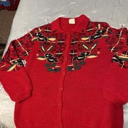 Ladies Vintage Fashion Ferza Cardigan Sweater Red Size L-XL
