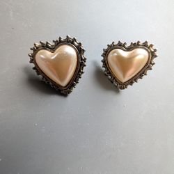 Vintage Heart Pierced Earrings 