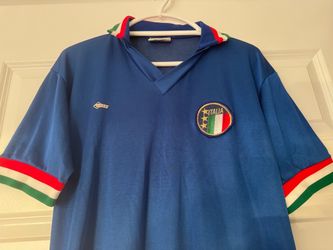 Vintage Italy National Team Jersey Mens L Blue Soccer Doss Made USA 70s