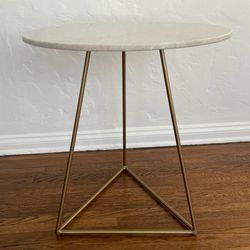 Round white marble top side table