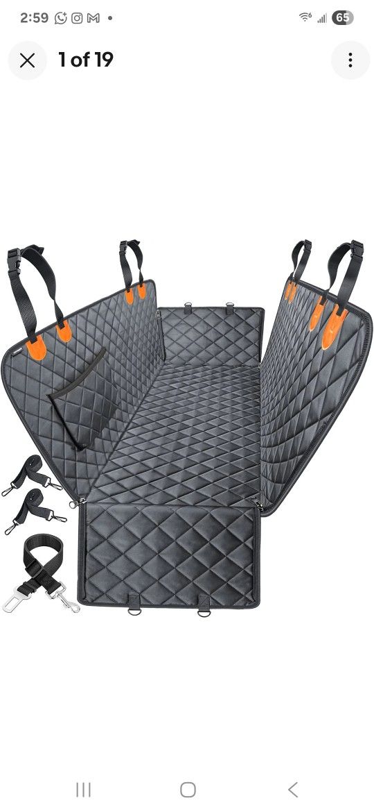 Waterproof dog car seat cover with hammock & side flaps for SUVs & trucks