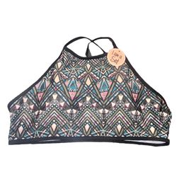 BOBBIE BROOKS Women's  2 Piece  Swimsuit Size Large High Neck Haulter Top