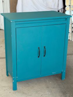 Teal Accent Storage Cabinet | 2-Door Console Cabinet | Entryway, Bathroom or Living Room