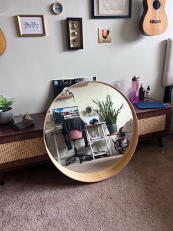 Round IKEA STOCKHOLM Oak Mirror