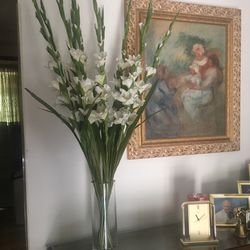 Pottery Barn Vase and Silk Flowers