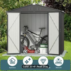 $300 firm!!!  8’x6’ gray Metal Storage Shed in box, NO HOLDS!!! 