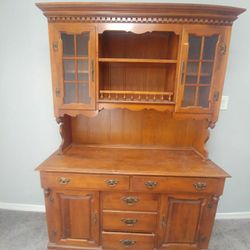 Antique solid maple china hutch