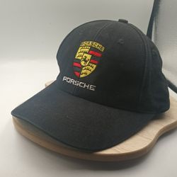 Porsche Hat Cap Crest Black Strapback