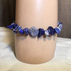 Sodalite Beaded Anklet 9”.