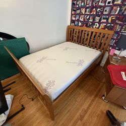 Full Size Wooden Bed Frame (+ Mattress If Interested)