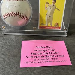 Stephen Drew Autographed Baseball