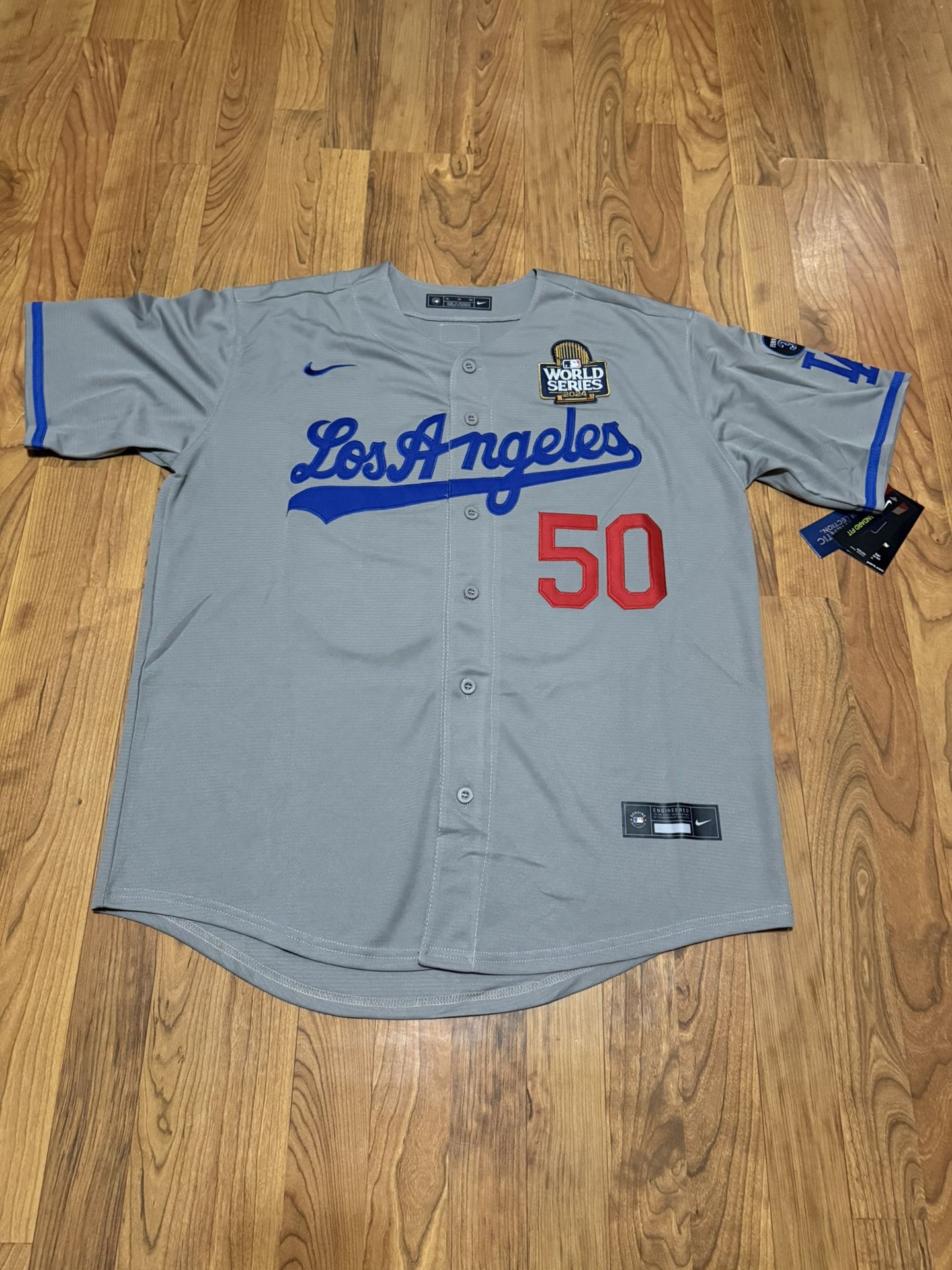 Los Angeles Dodgers Stitched Grey Mookie Betts World Series Jerseys