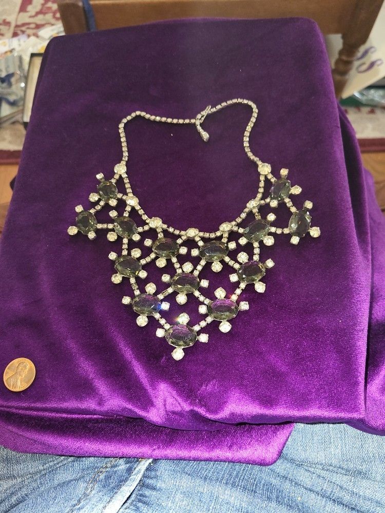 Vintage Rhinestone Bib Necklace