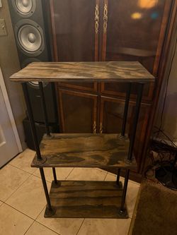Industrial Pipe Shelf - 3 Tier - Steel and Wood