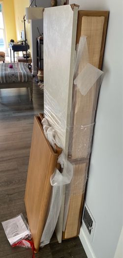 TOV Paige Natural Oak Console Desk - Damaged Top (Unassembled)