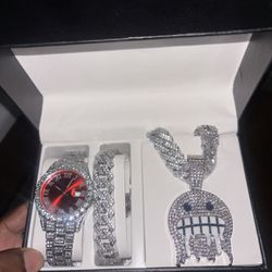 Iced Out Watch Set