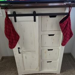 4 Drawers Dresser for Bedroom, Farmhouse 52" Tall Chest of Drawers, Wooden Closet Dresser with Sliding Barn Door, Storage Organizer Dresser for