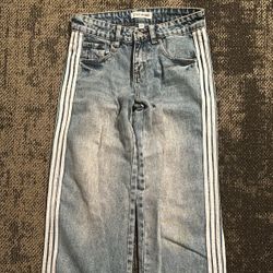 four stripe light wash jeans