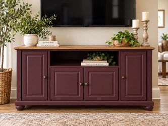 Farmhouse TV Stand with Cabinet Storage