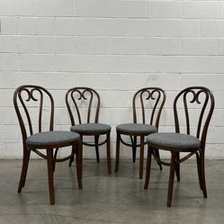 Vintage Mid Century Modern Bentwood Thonet Cafe Bistro Dining Chairs Set of 4