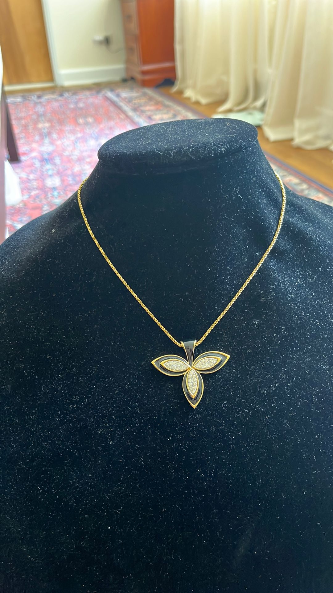Vintage Monet Necklace With Black Enamel