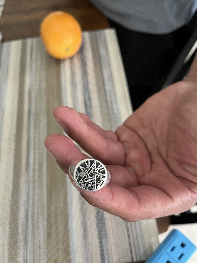 Silver Inverted Pentagram Ring