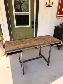 55” Industrial Wood and Metal Desk with cubby openings