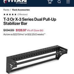 Titan Fitness T-3 Or X-3 Series Dual Pull-Up Stabilizer Bar