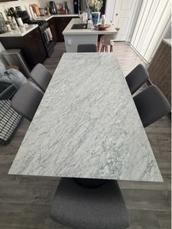 Modern White Marble Dining Table – Seats 6 –