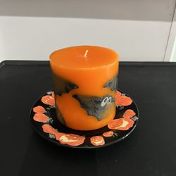 Halloween Candle w/ Plate