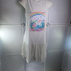 Liliane  Youth Dress White With Unicorn 12 To 13 Years Old