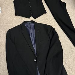 Groomsmen Wedding Graduation Prom Meeting Business Men’s Suit With Vest In Black 