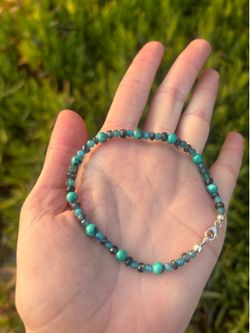 Sapphire turquoise and apatite gemstone beaded bracelet