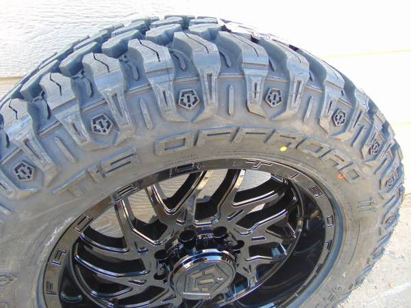 Brand New 20X9 TIS Gloss  Black Rims & LT 295 60 20 TIS M/T 10ply Tires *8X6.5* *+1MM Offset*