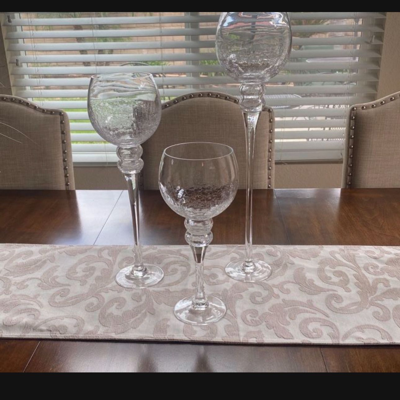 Set Of 3 Glass Candle Holders