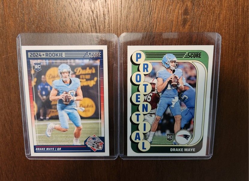 SCORE DRAKE MAYE ROOKIE CARDS, NEW ENGLAND PATRIOTS, NORTH CAROLINA