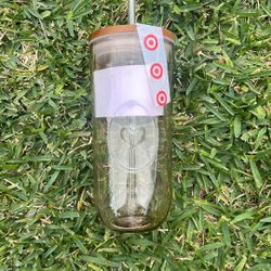 Straw Glass Tumblr Cup Target Valentines Heart Brown Viral 