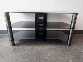 Modern Black Glass Media Console with Three Tiers