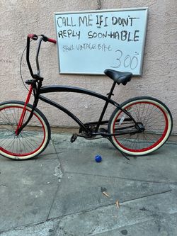 Vintage Cruiser Bike Black Red Rims