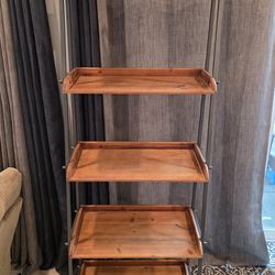 Rustic Oak 5 Tier Bookcase Shelf Organizer Vintage Shelves