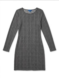 Apt 9 black/gray long sleeve plaid dress, L. EUC.
