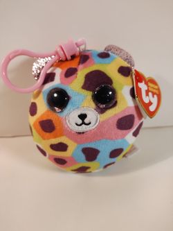 TY Squishy Beanies (Squish-A-Boos) Plush GISELLE the Rainbow Leopard 3" With Tag