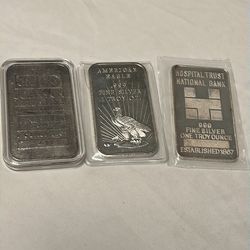 3 .999 silver bars