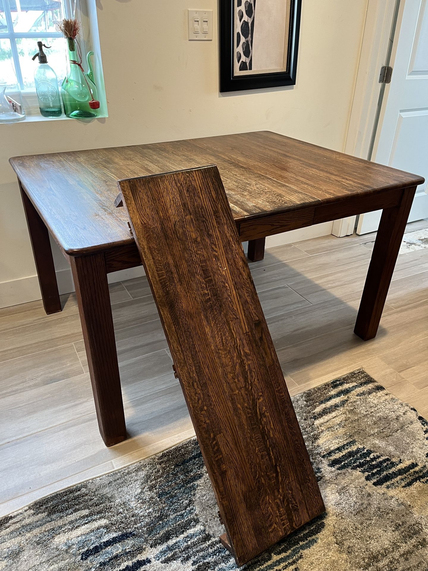 Dark Solid Oak Dining Room Table