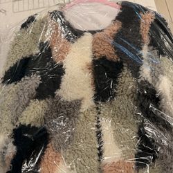 1.STATE Patchwork Faux Fur Shaggy Jacket