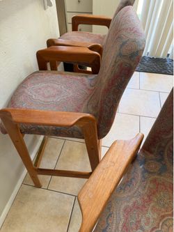 Set of 3 Mid-Century Modern Paisley Bar Stools